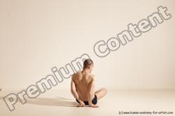 Underwear Gymnastic poses Man White Slim Bald Dancing Dynamic poses Academic